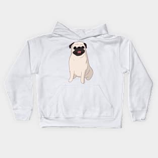 Cute Pug sitting Kids Hoodie